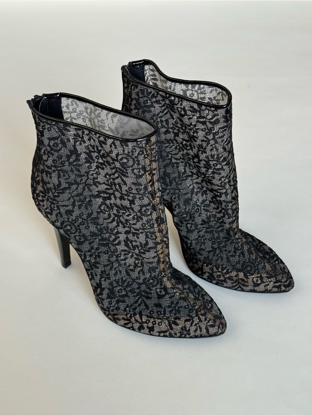 Bottega Veneta Black Lace Stiletto Heel Ankle Boots - New Without Box - Size 38